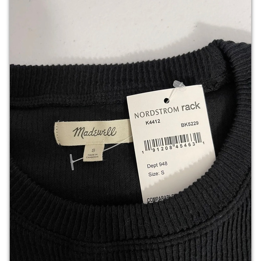 Nwt Madewell Longsleeve Ribbed Black Cotton Blend Top Small - Picture 7 of 11
